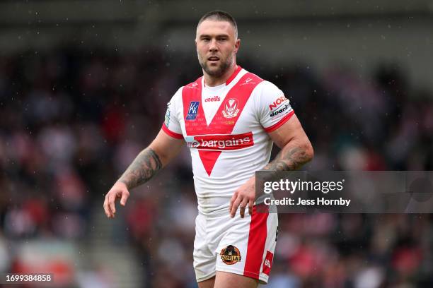 Curtis Sironen of St.Helens looks on during the Betfred Super League Play-Off match between St Helens and Warrington Wolves at Totally Wicked Stadium...