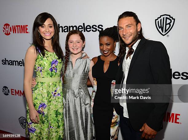 Actors Emmy Rossum, Emma Kenney, Shanola Hampton and Zach McGowan attend Showtime's 'Shameless' Los Angeles special screening held at Leonard H....