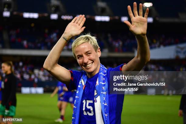 Megan Rapinoe of the United States after playing South Africa in her final national team match against South Africa at Soldier Field on September 24,...