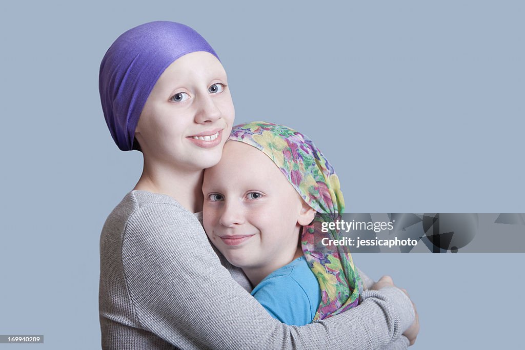 Girls with Cancer Hug Close Up