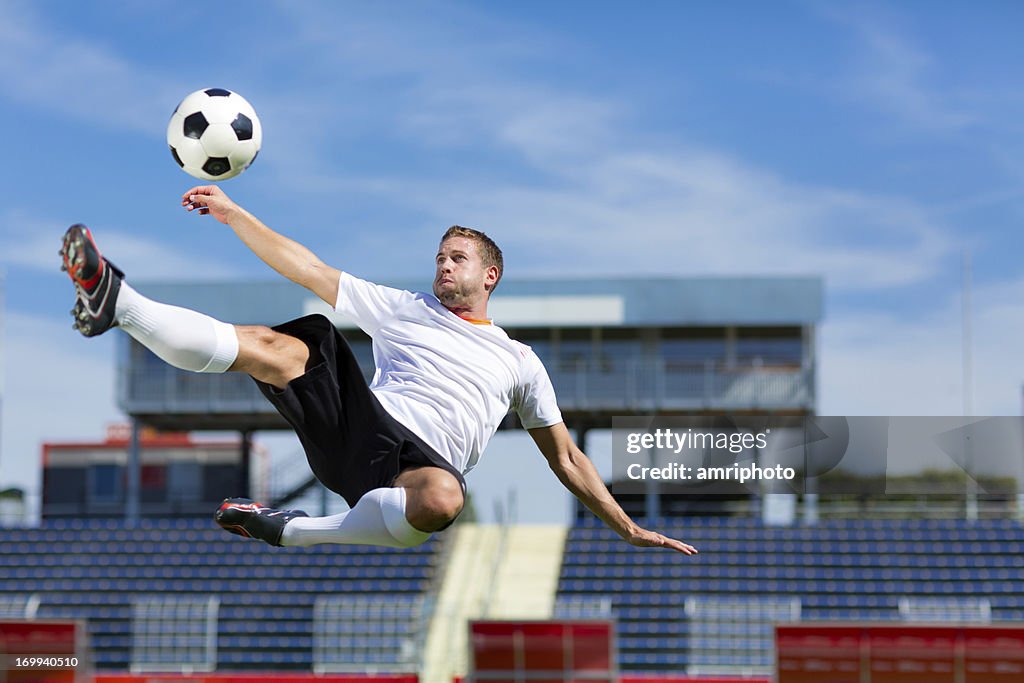 Soccer player bicycle kick