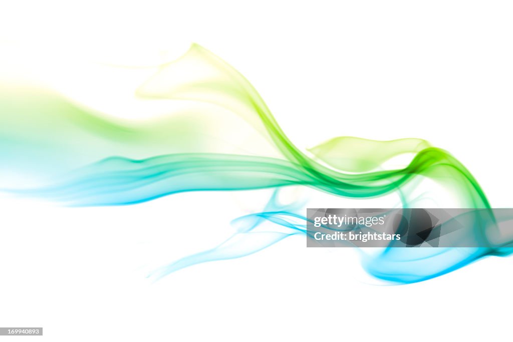 Graduated silky smoke from blue to green