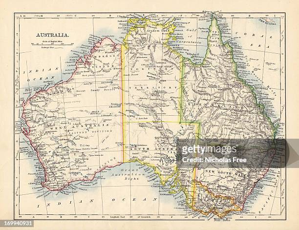 antique map of australia - australia map stock pictures, royalty-free photos & images