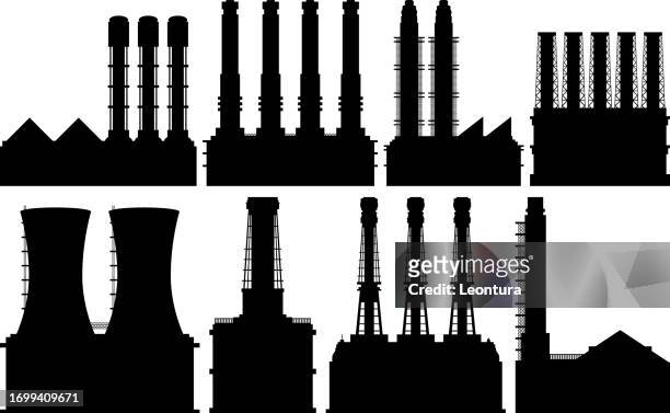 highly detailed factories - chimney stock illustrations
