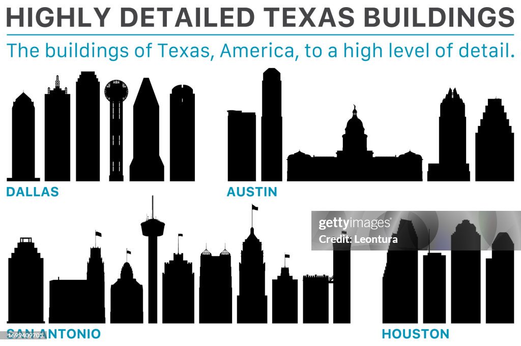Texas Monuments - Gebäude von Dallas, Austin, San Antonio und Houston