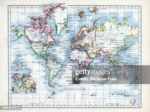 World Map 1895 High-Res Stock Photo - Getty Images