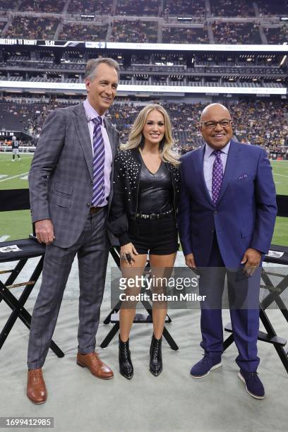 Sunday Night Football color commentator Cris Collinsworth, recording artist Carrie Underwood and NBC Sunday Night Football play-by-play announcer...