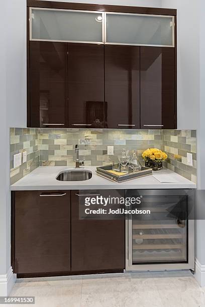 domestic bar in a home - fridge handle stock pictures, royalty-free photos & images
