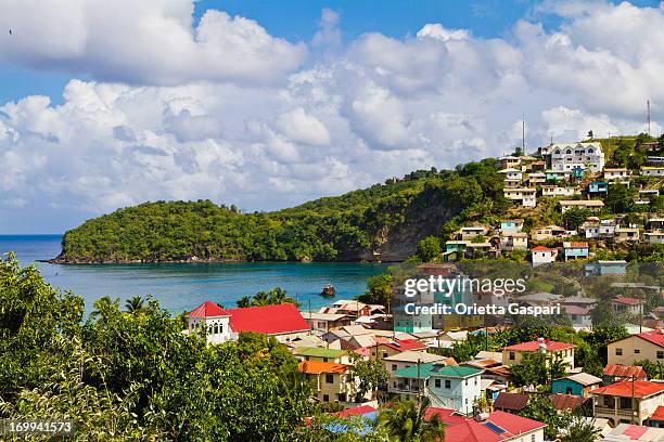 a aerial view of the island of st lucia - saint lucia stockfoto's en -beelden