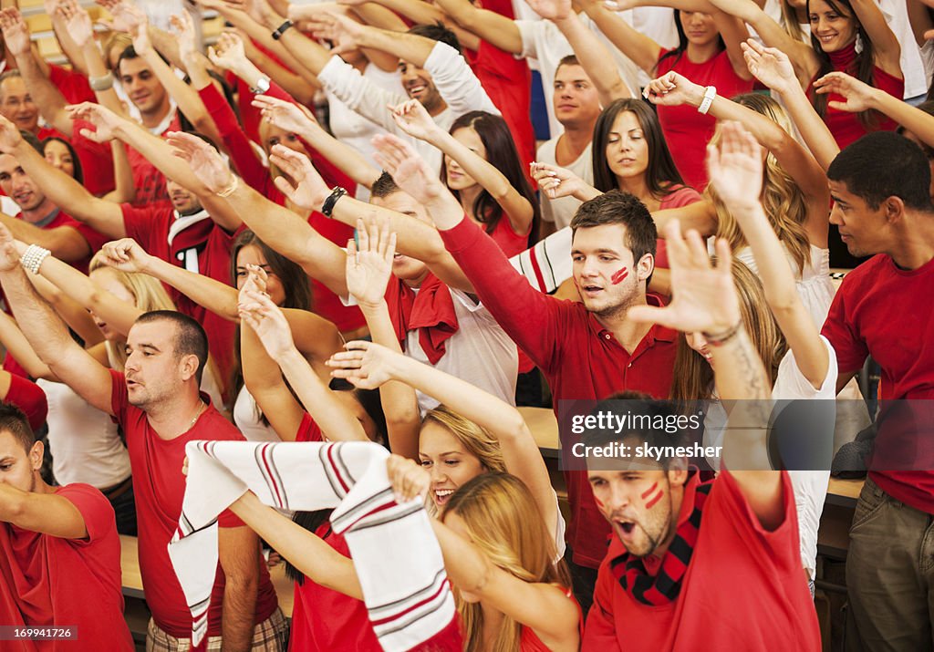 Group of  fans cheering.