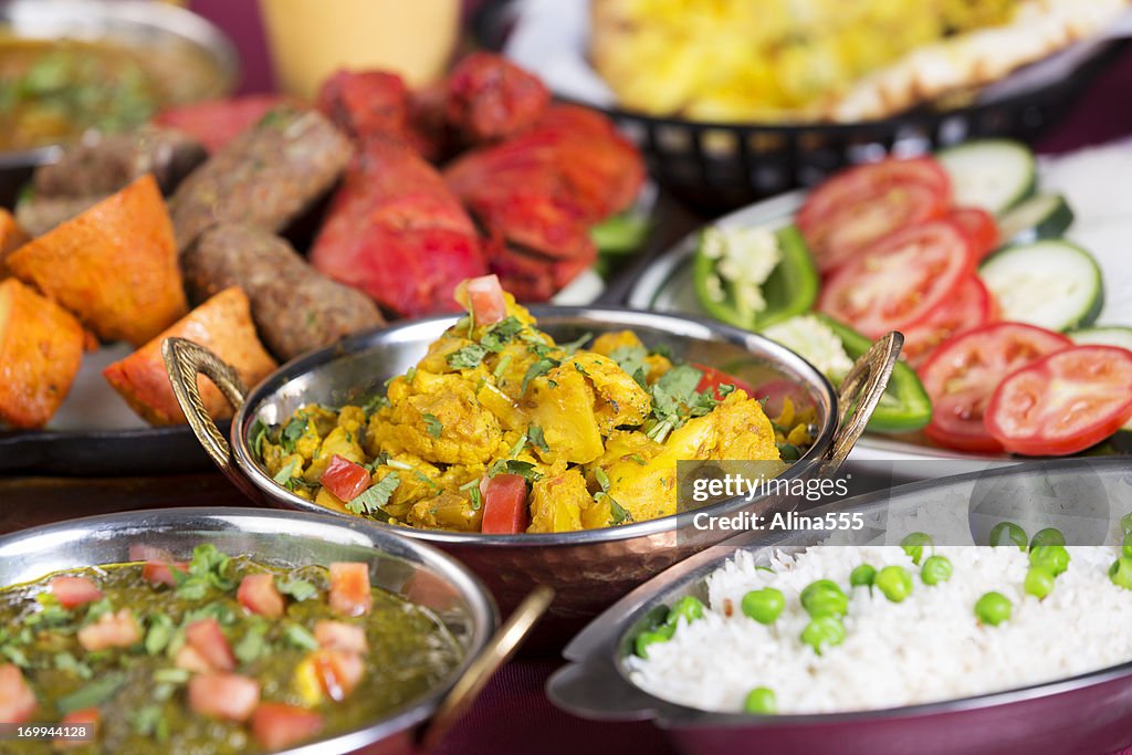 Indian food: assortments of dishes