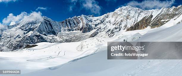 annapurna-ich 80 91 m peak mountain-gletscher panorama himalajagebirge nepals - annapurna schutzgebietprojekt stock-fotos und bilder