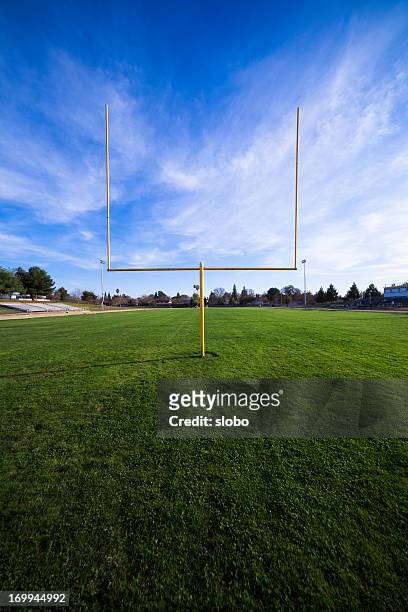football field - football goal post stock pictures, royalty-free photos & images