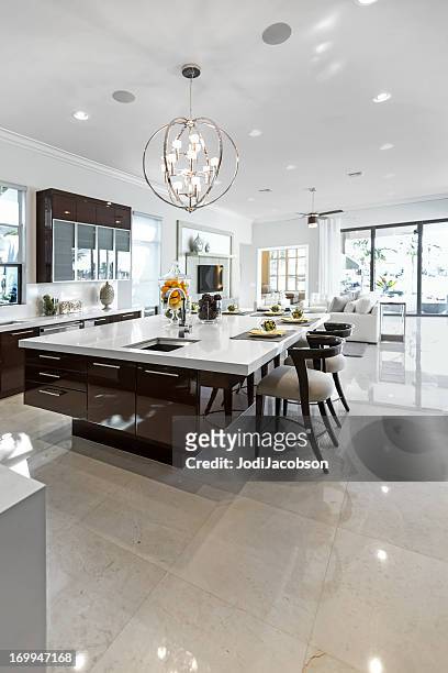 a clean and shiny modern kitchen indoors. - feng shui house stock pictures, royalty-free photos & images