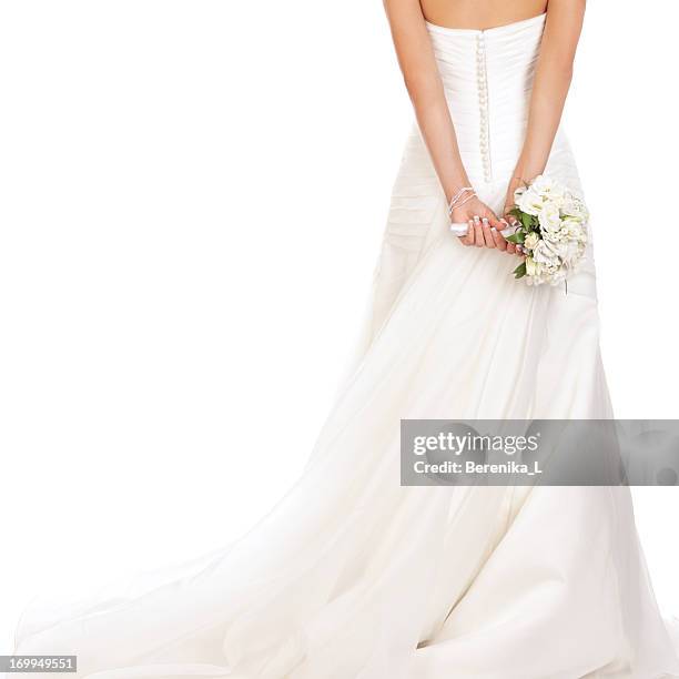 bride - satin dress stockfoto's en -beelden