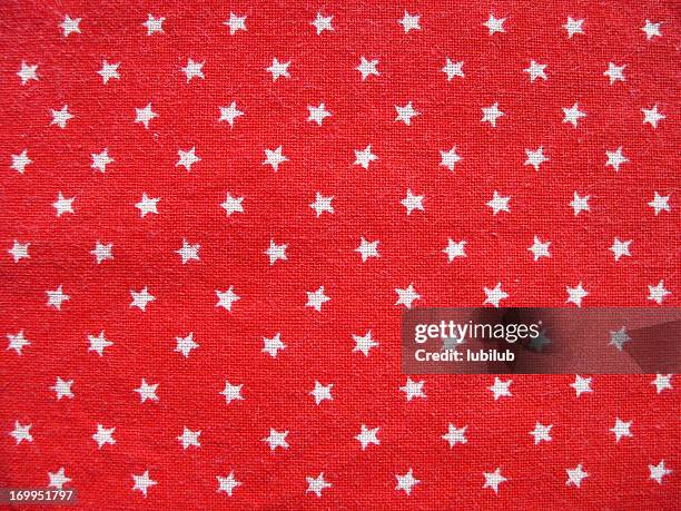 texture 1 - red cotton fabric with white stars - flat bed scanner stock pictures, royalty-free photos & images