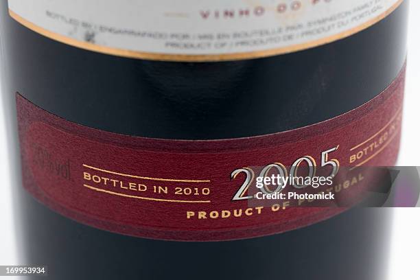 label on a late bottled vintage port - wine label stock pictures, royalty-free photos & images