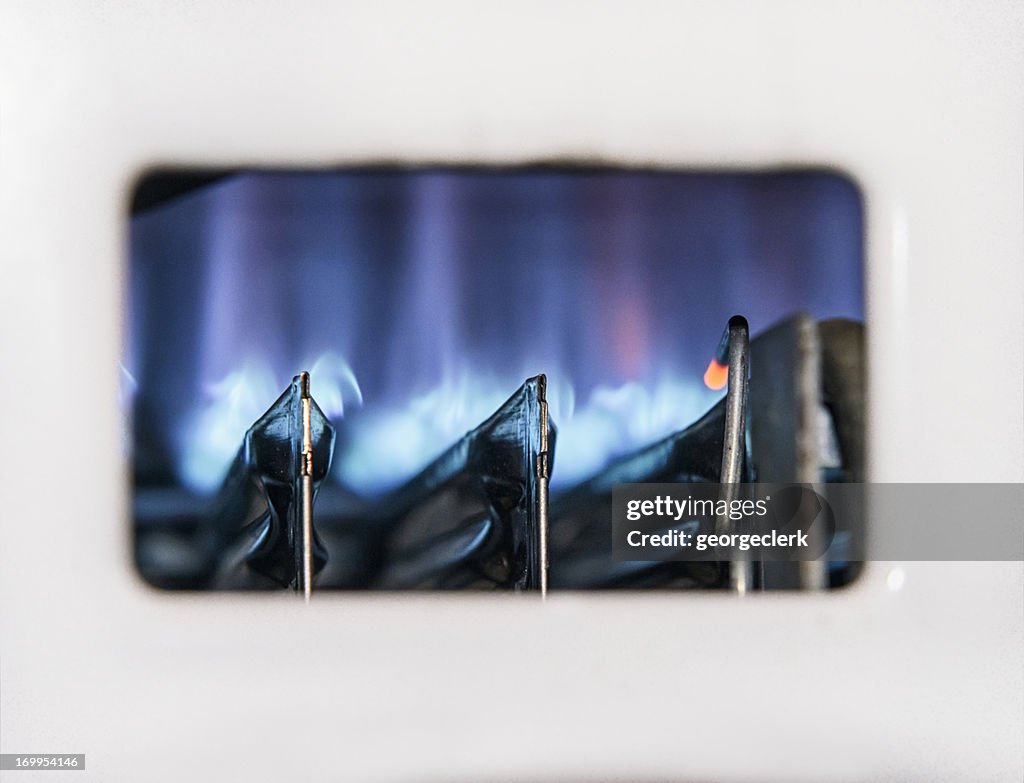 Gas Boiler Flame Close-up