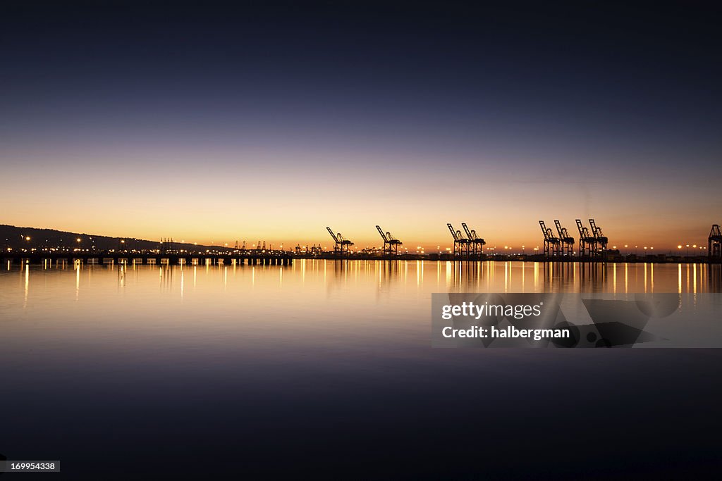 Port of Los Angeles and Long Beach at Sunset