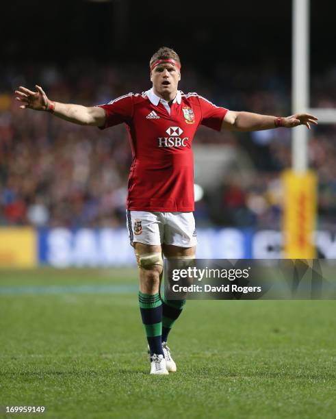 Jamie Heaslip of the Lions looks on during the tour match between the Western Force and the British & Irish Lions at Patersons Stadium on June 5,...