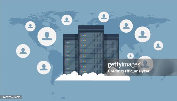 cloud servers - data center white stock illustrations