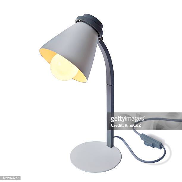 reading lamp on white - lamp shade stockfoto's en -beelden