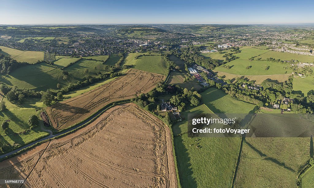 Stroud Valleys Cotswold farms fields aerial photo UK