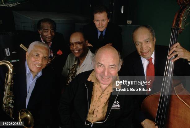 Jazz Musician George Wein and Newport Allstar Band members : Harold Ashby, Oliver Jackson, Warren Vache, Norris Turney and Slam Stewart at Playboy...