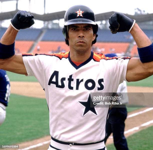 Houston Astros Outfielder José Cruz pregame, June 7, 1986 in Los Angeles, California.