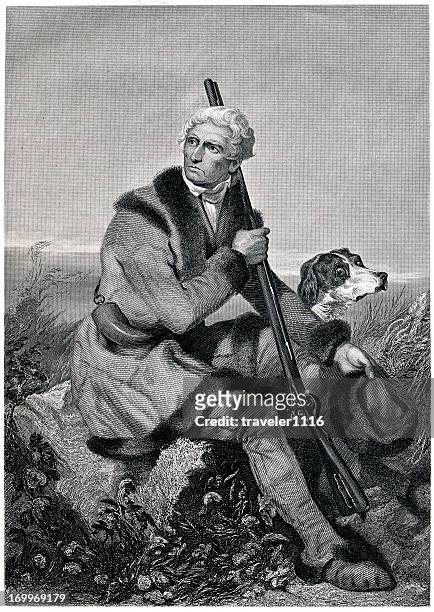 ilustrações, clipart, desenhos animados e ícones de daniel boone - 1860s men