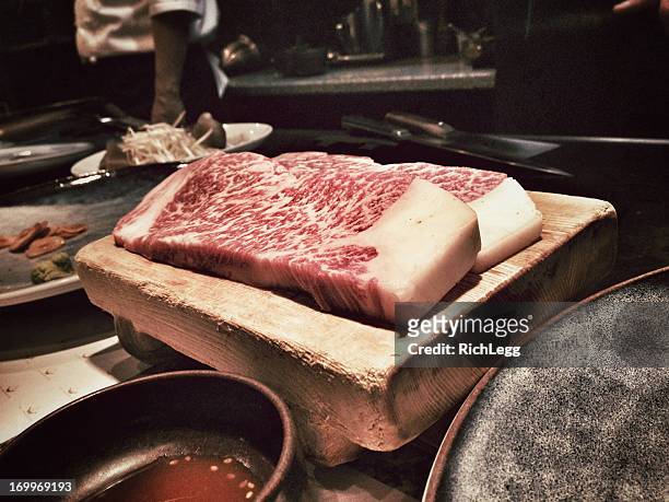 real kobe steak - kobe japan stock pictures, royalty-free photos & images