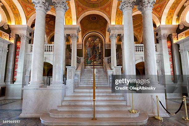 interior of the library of congress, washington dc - library of congress stockfoto's en -beelden