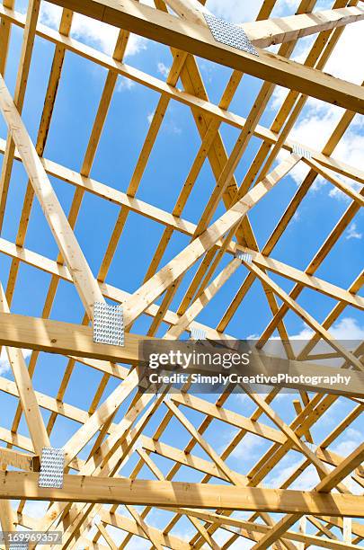 wood truss background - roof truss stock pictures, royalty-free photos & images