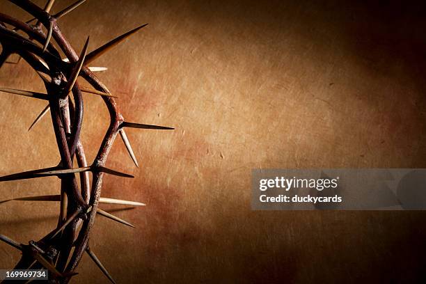 dornenkrone mit copyspace - karfreitag stock-fotos und bilder