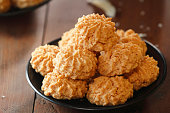 closeup delectable batch coconut macaroons beautifully