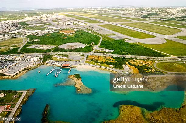 okinawa, japan: aerial view - okinawa aerial stock pictures, royalty-free photos & images