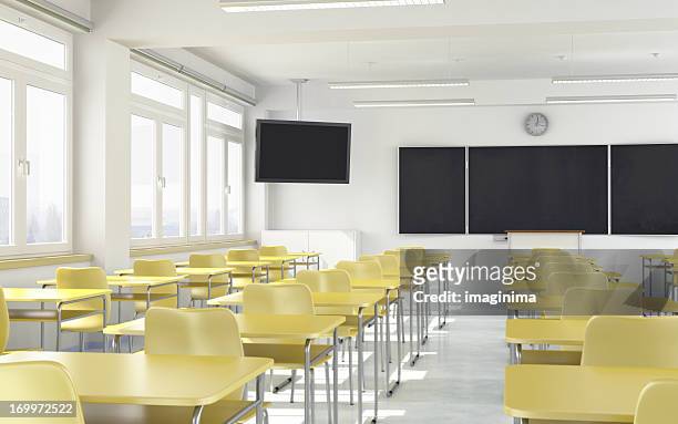 modernen klassenzimmer mit lcd-fernseher - television academy stock-fotos und bilder