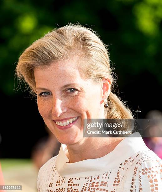 Sophie, Countess of Wessex arrives for a reception at the Guildford Flower Festival on June 5, 2013 in Guildford, England.