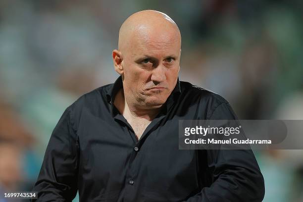 Pablo Repetto, head coach of Santos laments after loosin the 9th round match between Santos Laguna and Necaxa as part of the Torneo Apertura 2023...