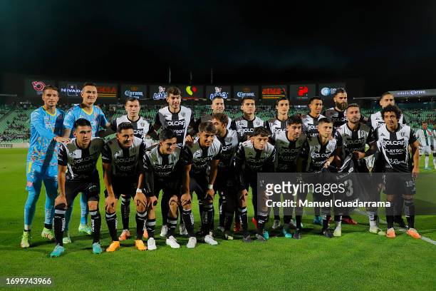 Players of Necaxa pose for a team photo prior thethe 9th round match between Santos Laguna and Necaxa as part of the Torneo Apertura 2023 Liga MX at...