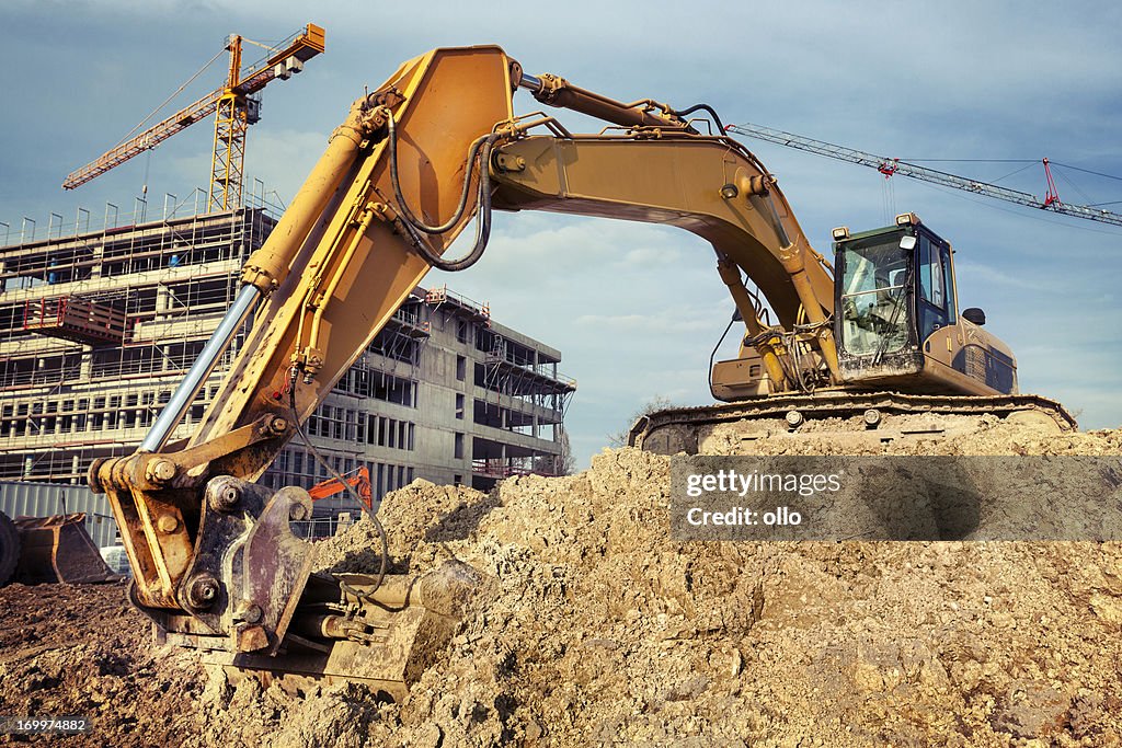 Excavator at construction site