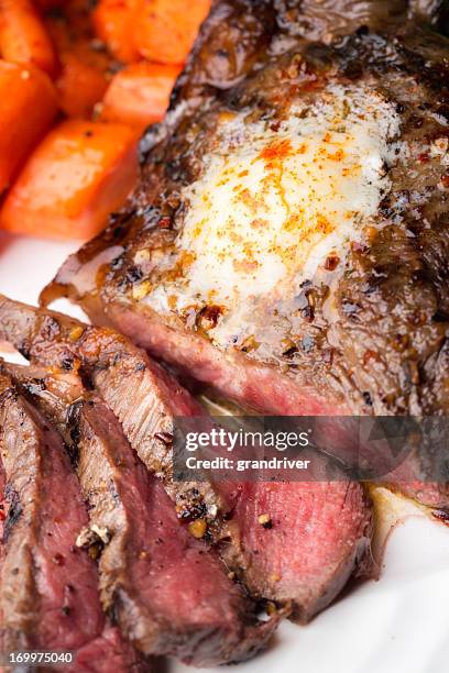 big rib eye steak - strip steak stock pictures, royalty-free photos & images