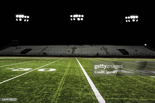 football field at night - football stadium night lights stock pictures, royalty-free photos & images