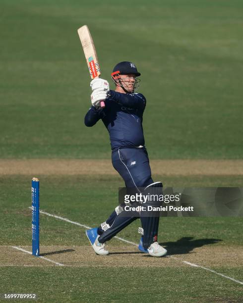 Thomas Rogers of Victoria bats during the Marsh One Day Cup match between Victoria and Tasmania at CitiPower Centre, on September 25 in Melbourne,...