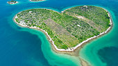 aerial view galesnjak heartshaped croatian island