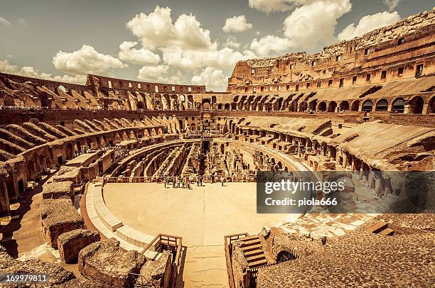 inside the coliseum of rome - inside the roman colosseum stock pictures, royalty-free photos & images