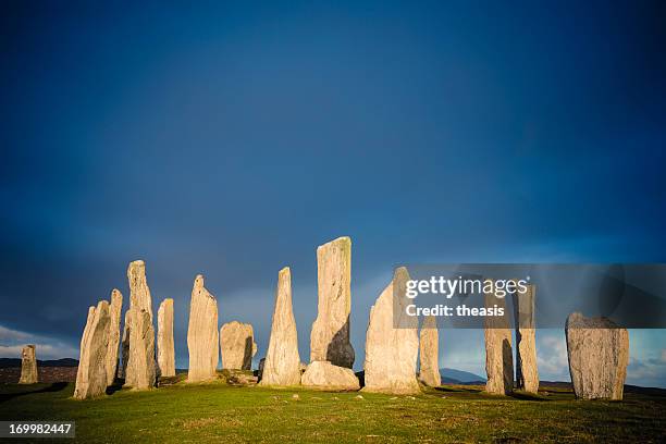 callanish standing stones, isle of lewis - standing stone stock pictures, royalty-free photos & images