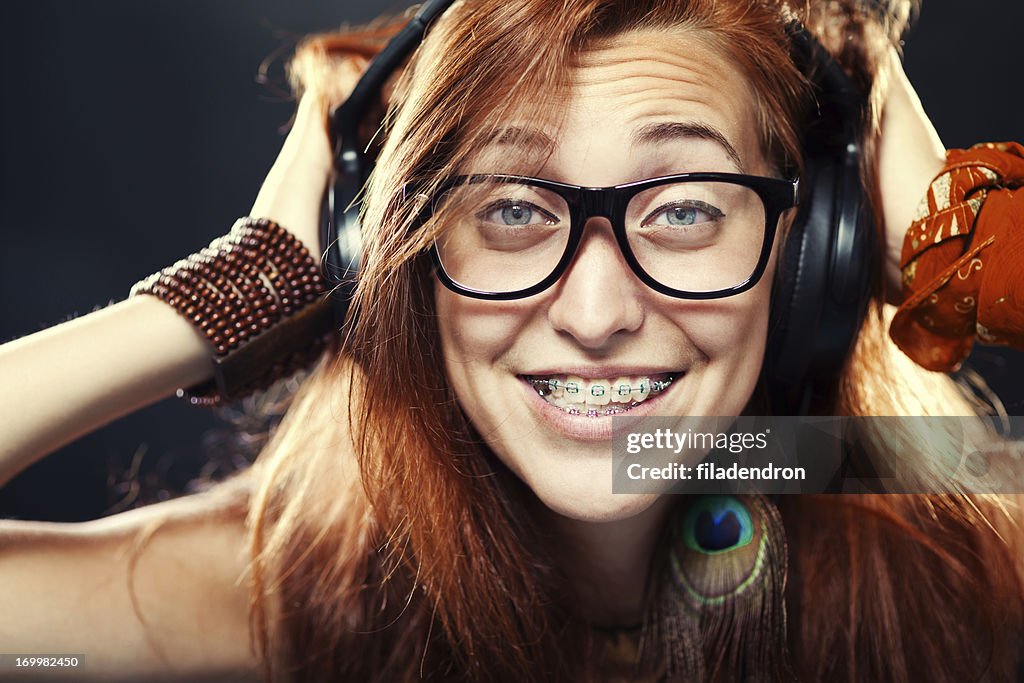 Teenage Girl Listening Music