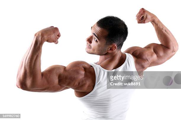 double biceps - tank top back stock pictures, royalty-free photos & images