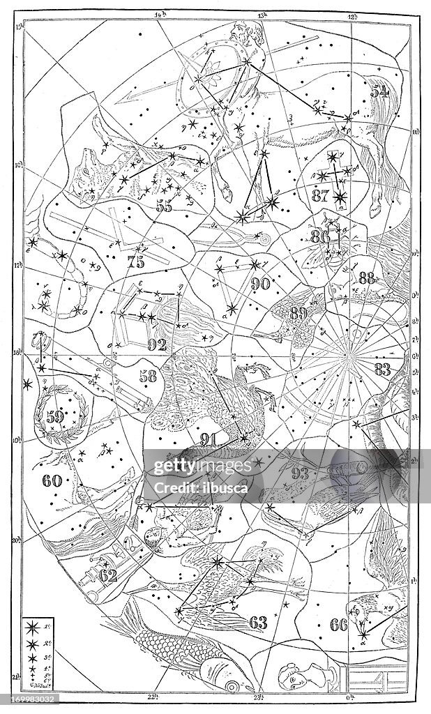 Antique illustration: zodiac astrology constellations (series of 12)